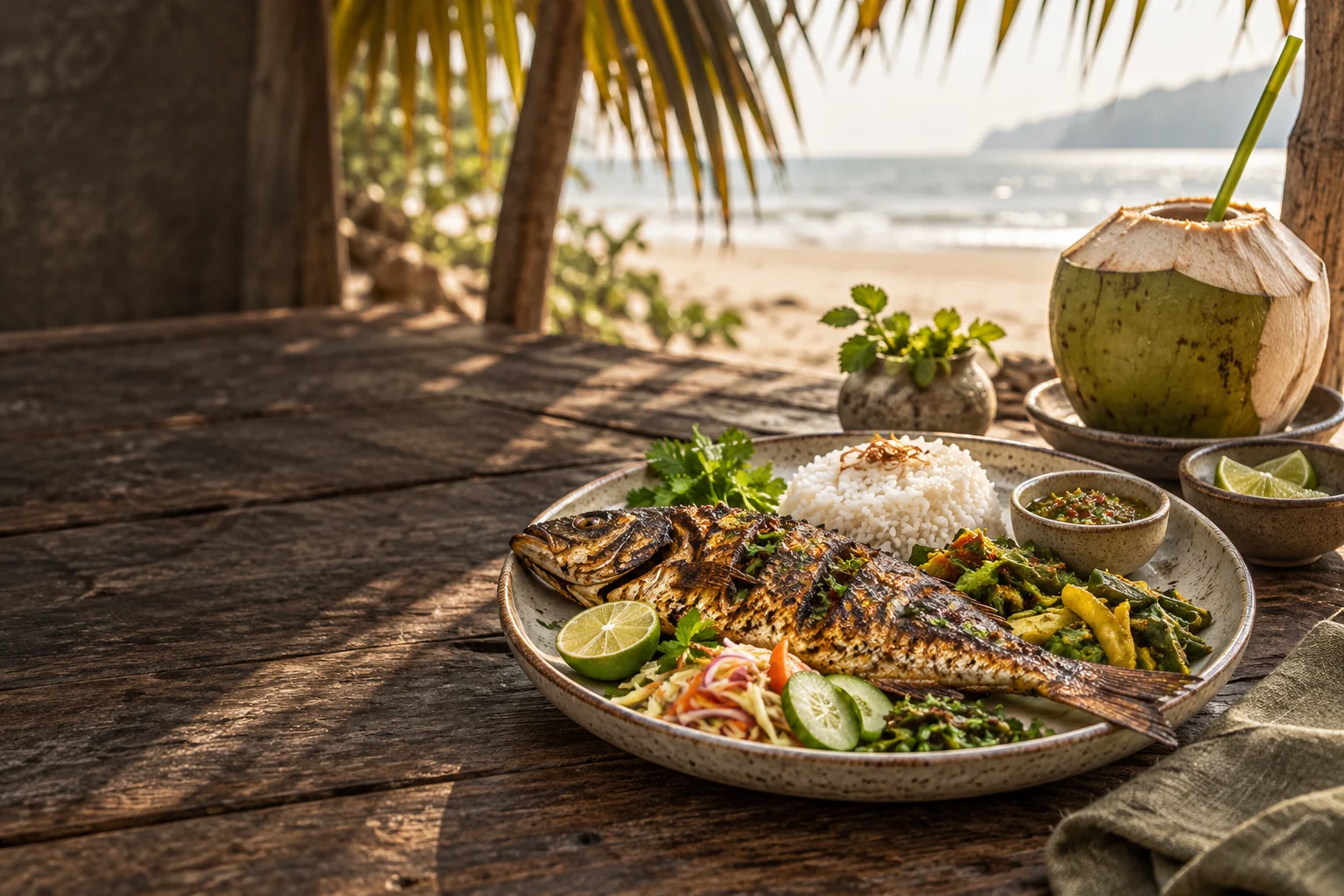 Coastal fish and local ingredients at the table